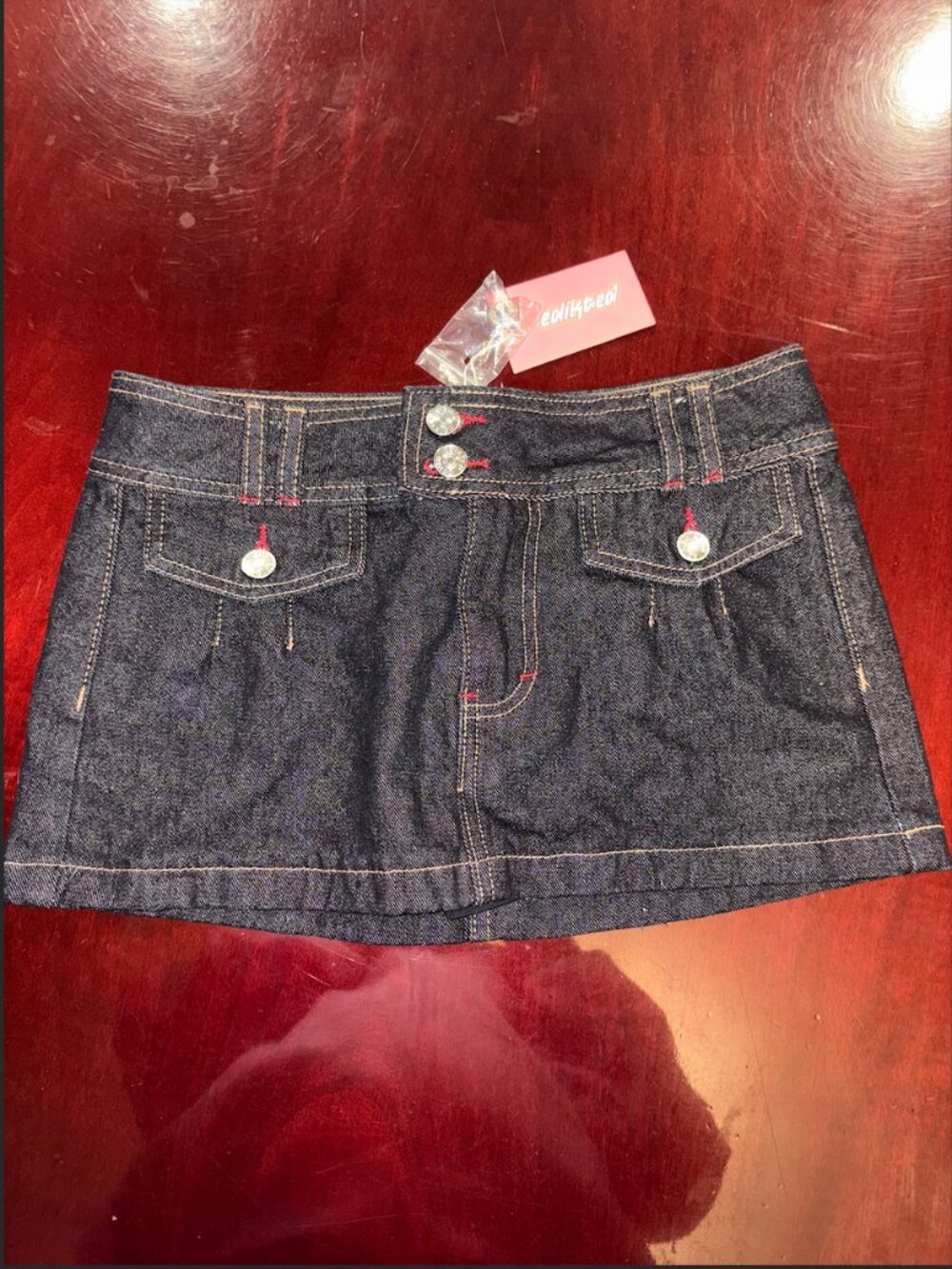 Edikted Rae Low Rise Denim Miniskort *NWT